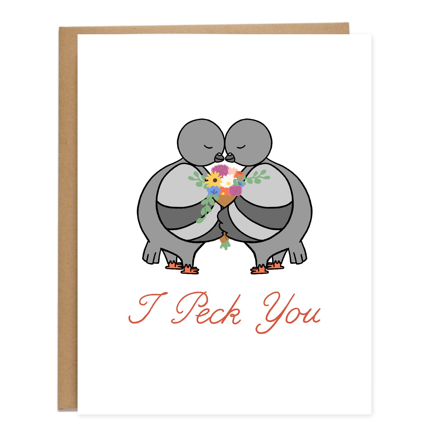 I Peck You Pigeon Love Card