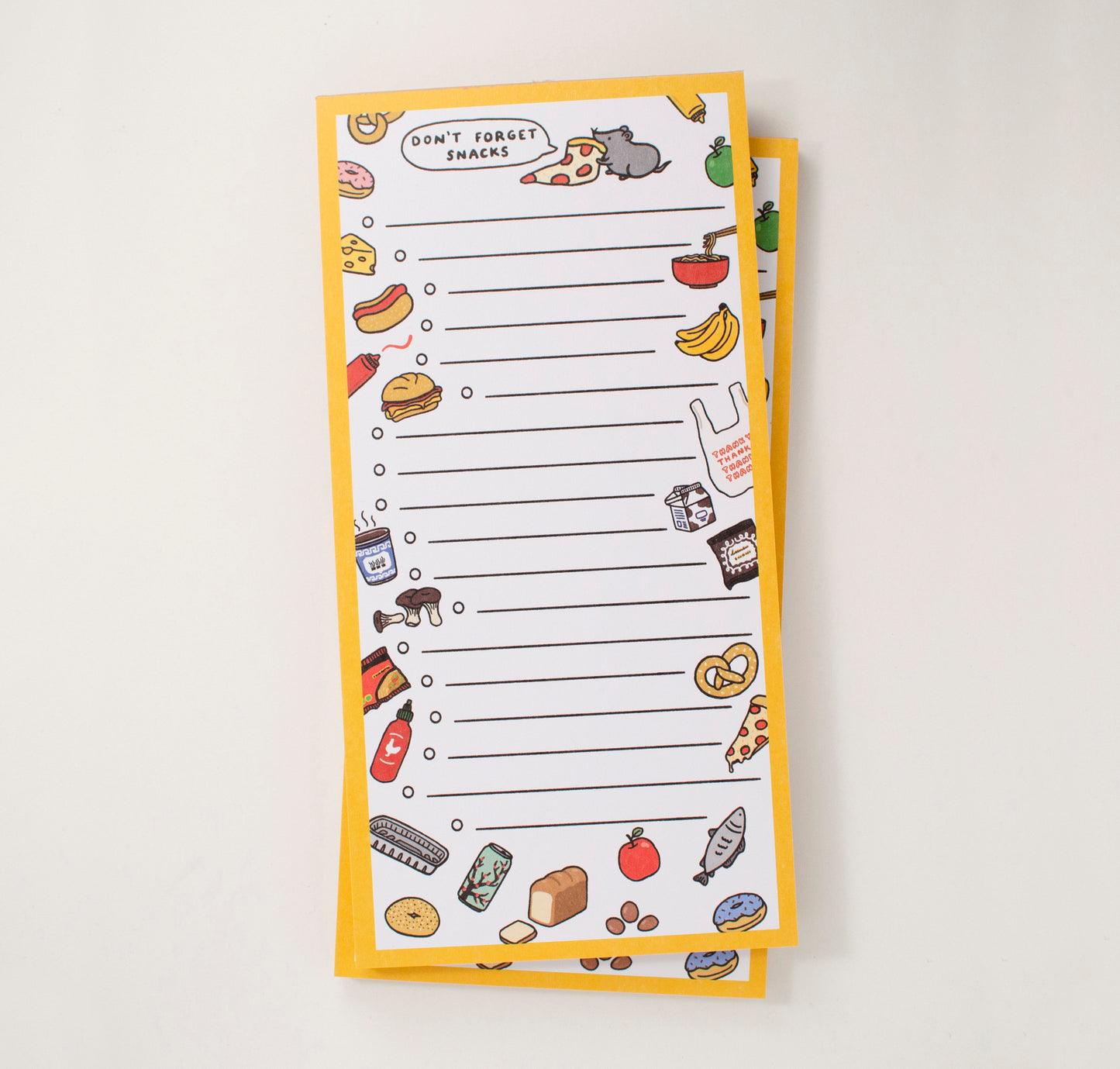 Don't Forget Snacks Pizza Rat NYC Market Grocery List Notepad