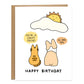 a cat and corgi sitting with their backs turned, looking up at a cloud and smiling sun, speech bubbles that say, cat: you're a great friend, corgi: so are you