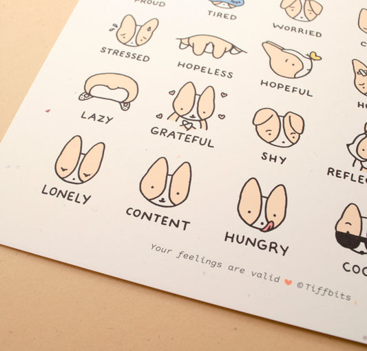 Cloe up of bottom of print where it reads, your feelings are valid, in small text