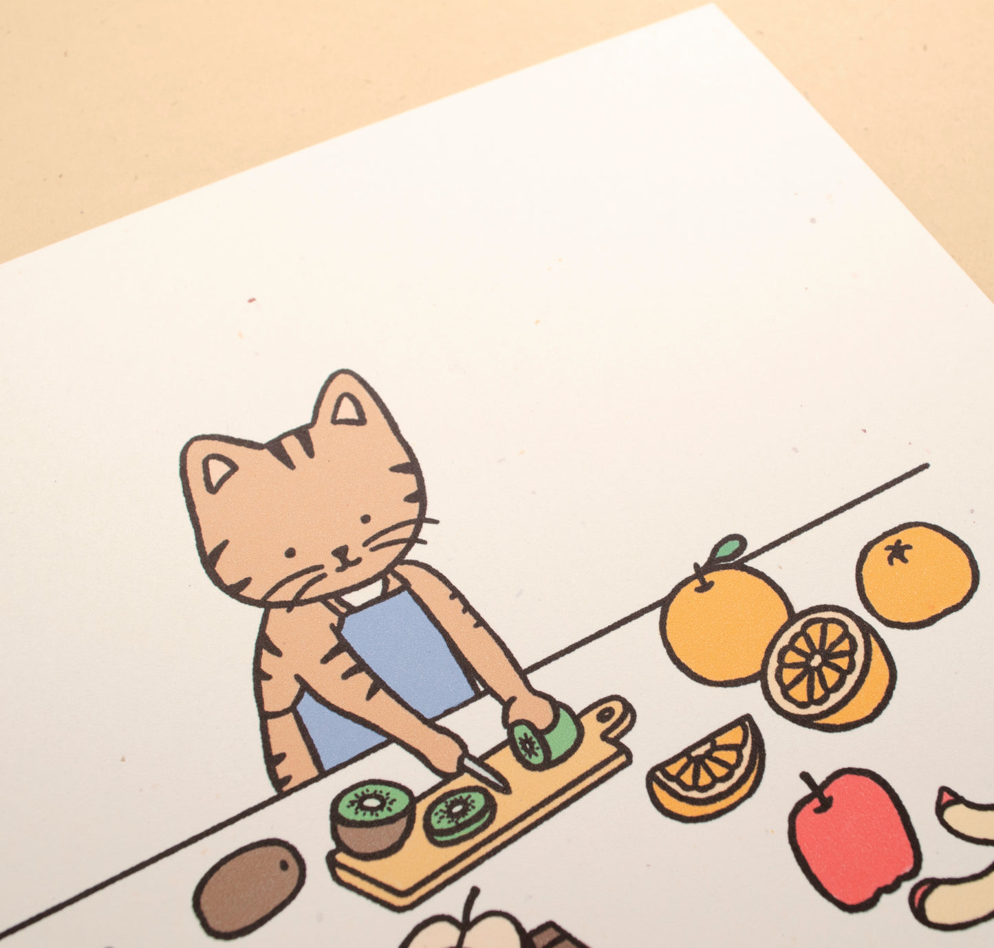 Close up of print against a tan background