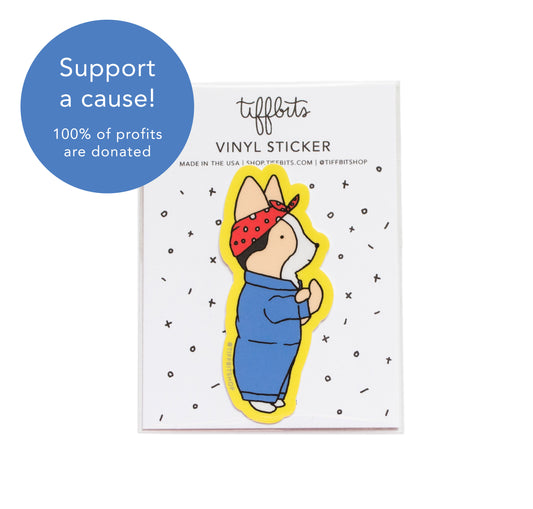 Rosie the Riveter Corgi Sticker