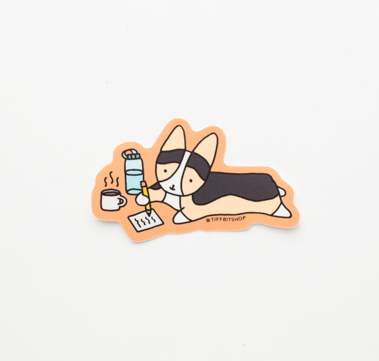 Writing Tricolor Corgi Sticker