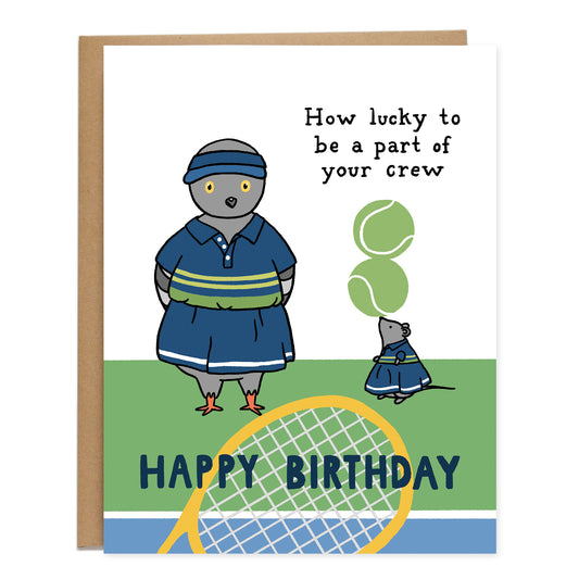 Ball Crew Tennis US Open Birthday Card, Pigeon