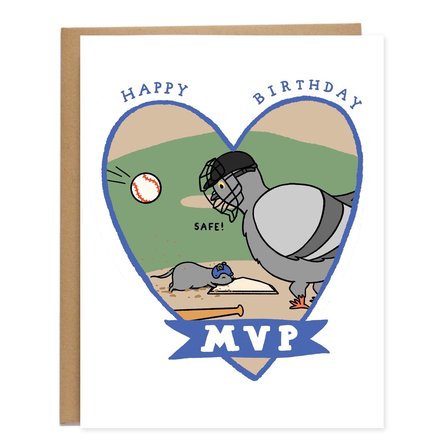 MVP Baseball Birthday Card, Pigeon, Rat