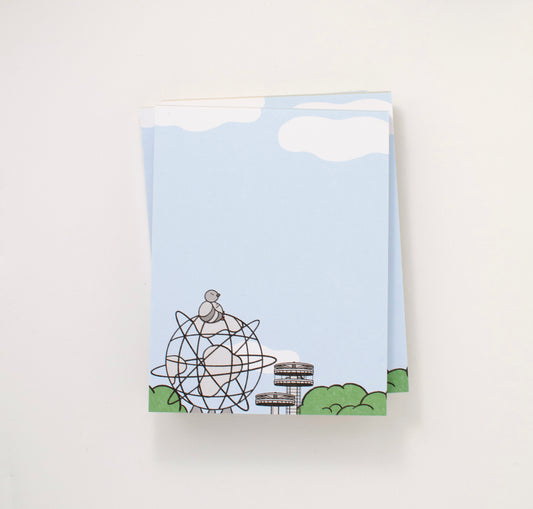 Unisphere Dreaming Pigeon Blank Notepad, Queens, NYC