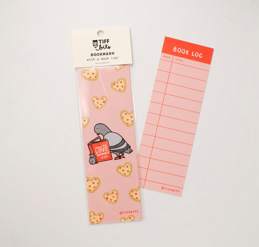 Love Yourself Pizza Book Log Bookmark, Pizza Rat, Pigeon