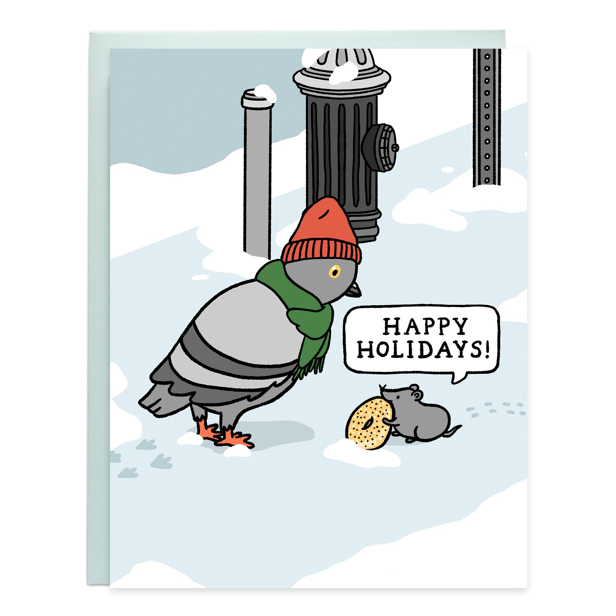 Biigel Card Pigeon & Bagel Rat NYC Holiday Card – Tiffbits Shop
