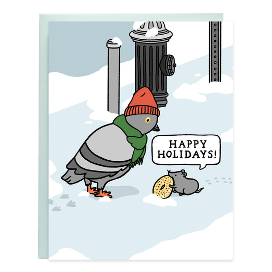 Pigeon & Bagel Rat NYC Holiday Card