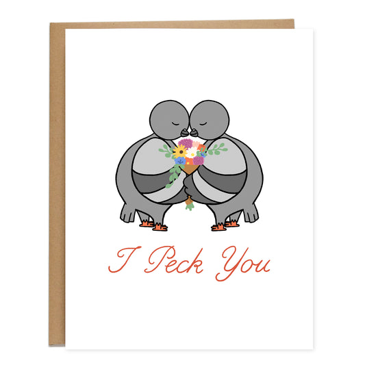 I Peck You Pigeon Love Card