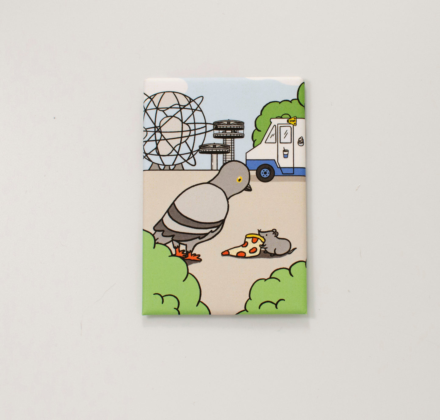 Summer Unisphere NYC Magnet, Pigeon & Pizza Rat
