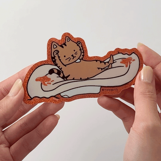 Period Pad Cat Glitter Sticker